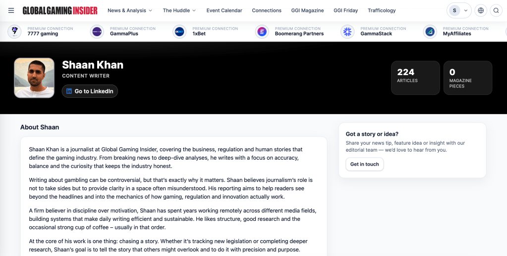 Global Gaming Insider staff profile